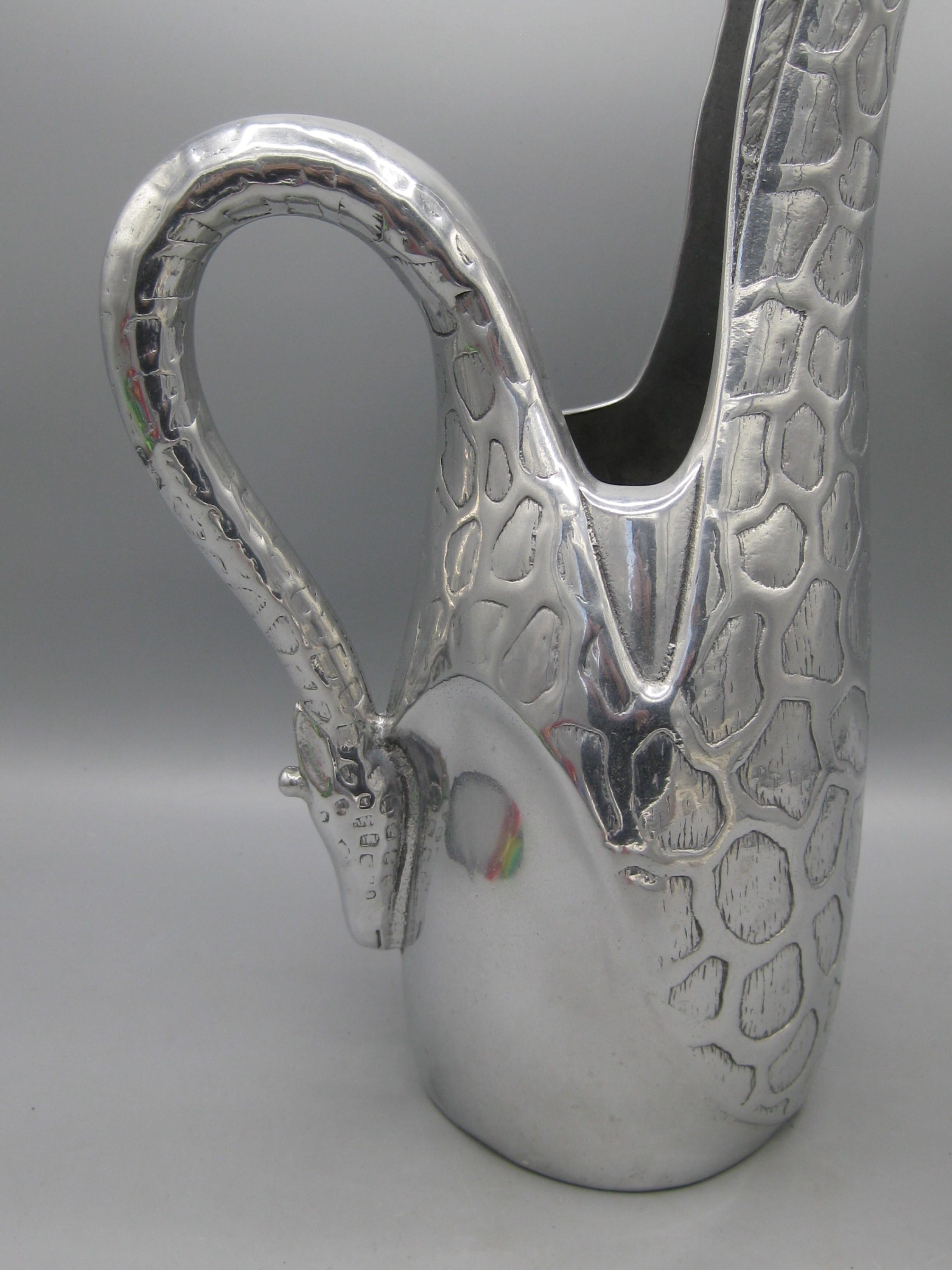 Vtg 1989 Arthur Court Aluminum Giraffe Figural Tall Water Pitcher 13 3/4