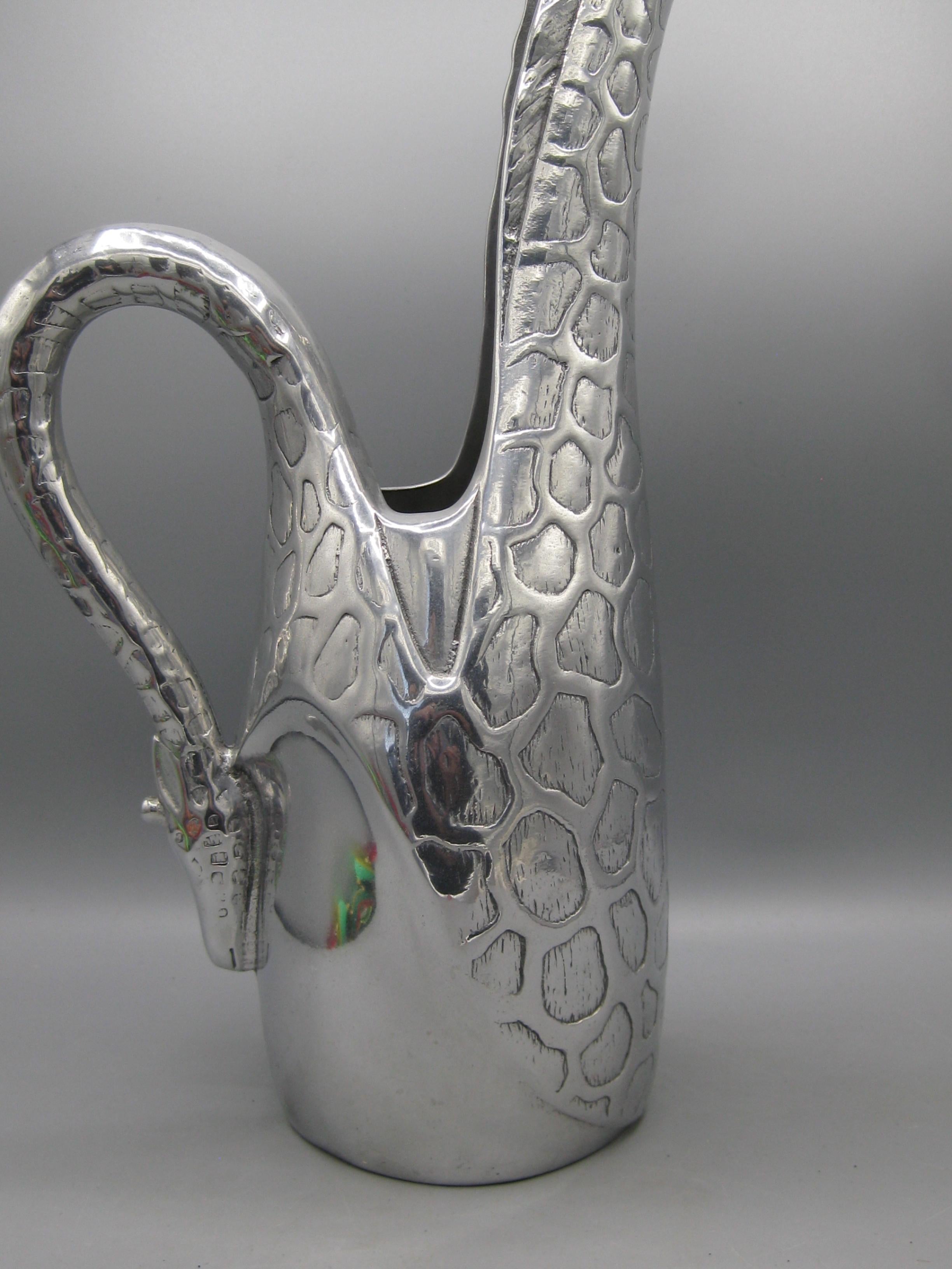 Vtg 1989 Arthur Court Aluminum Giraffe Figural Tall Water Pitcher 13 3/4