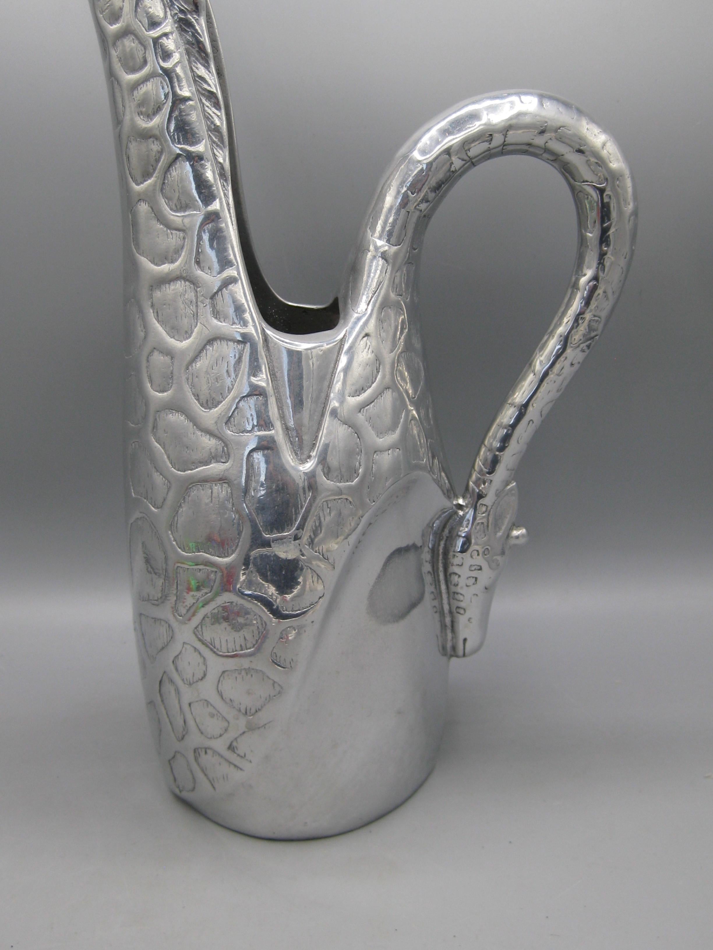 American Vtg 1989 Arthur Court Aluminum Giraffe Figural Tall Water Pitcher 13 3/4