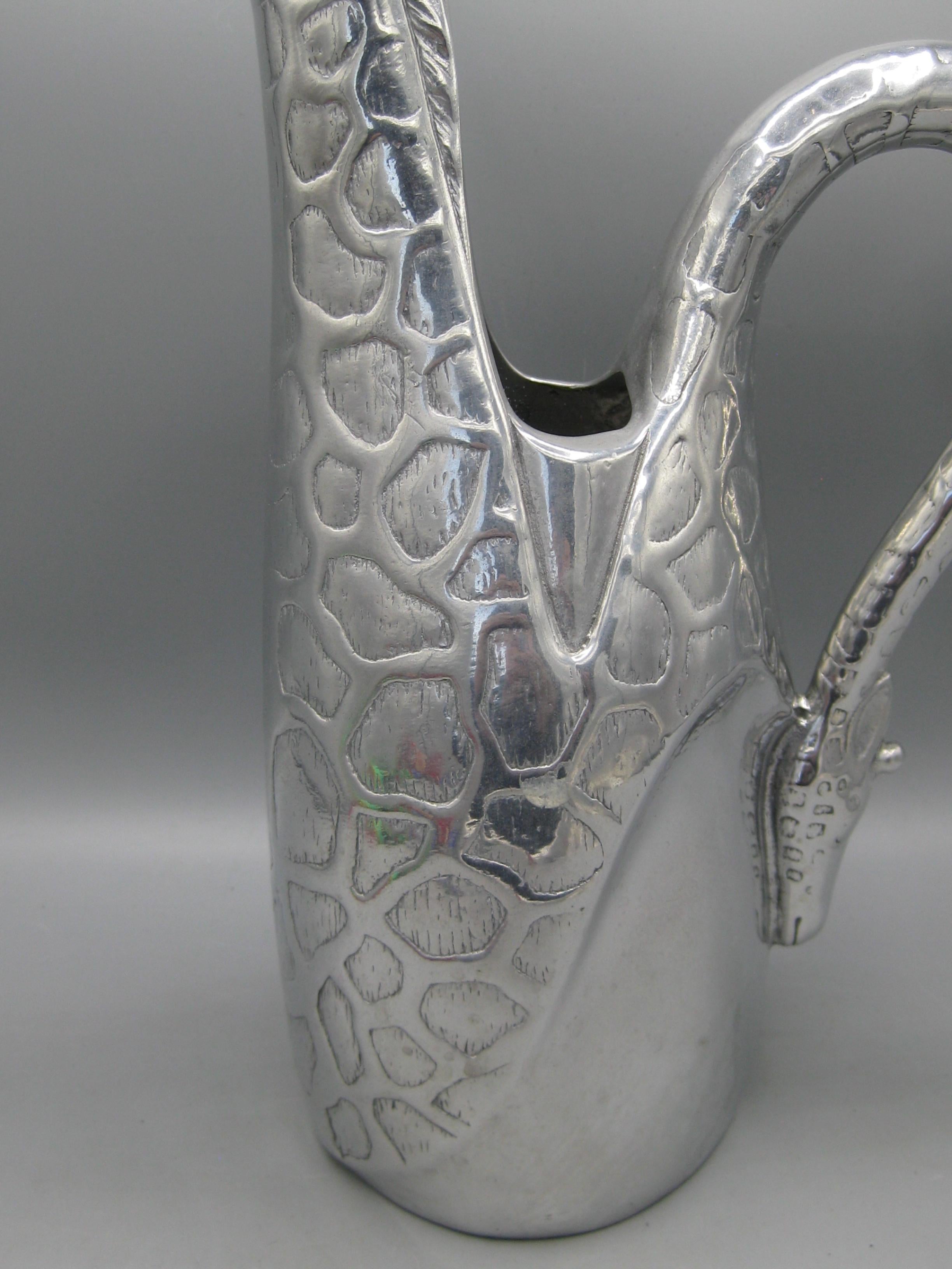Vtg 1989 Arthur Court Aluminum Giraffe Figural Tall Water Pitcher 13 3/4