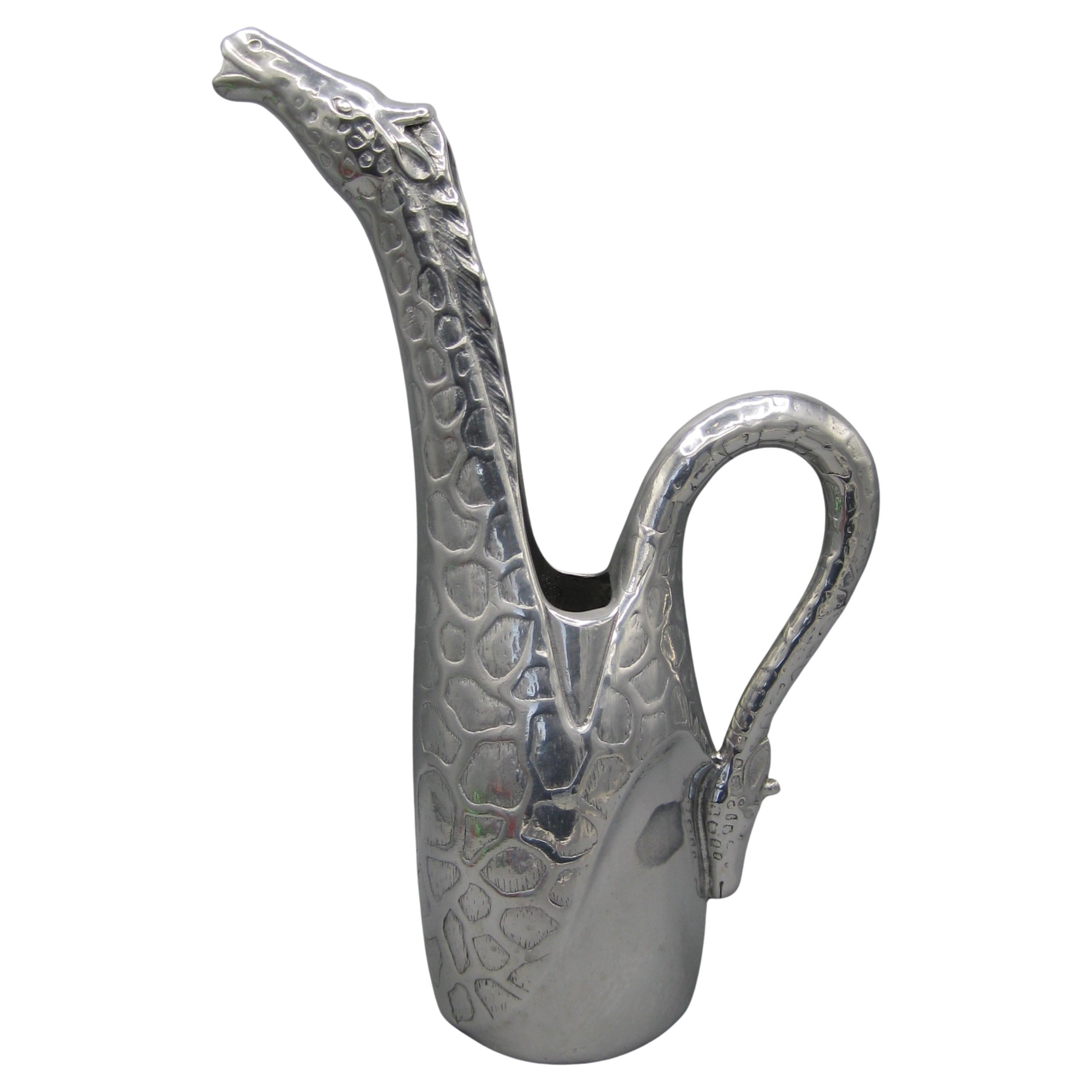 Vtg 1989 Arthur Court Aluminum Giraffe Figural Tall Water Pitcher 13 3/4"