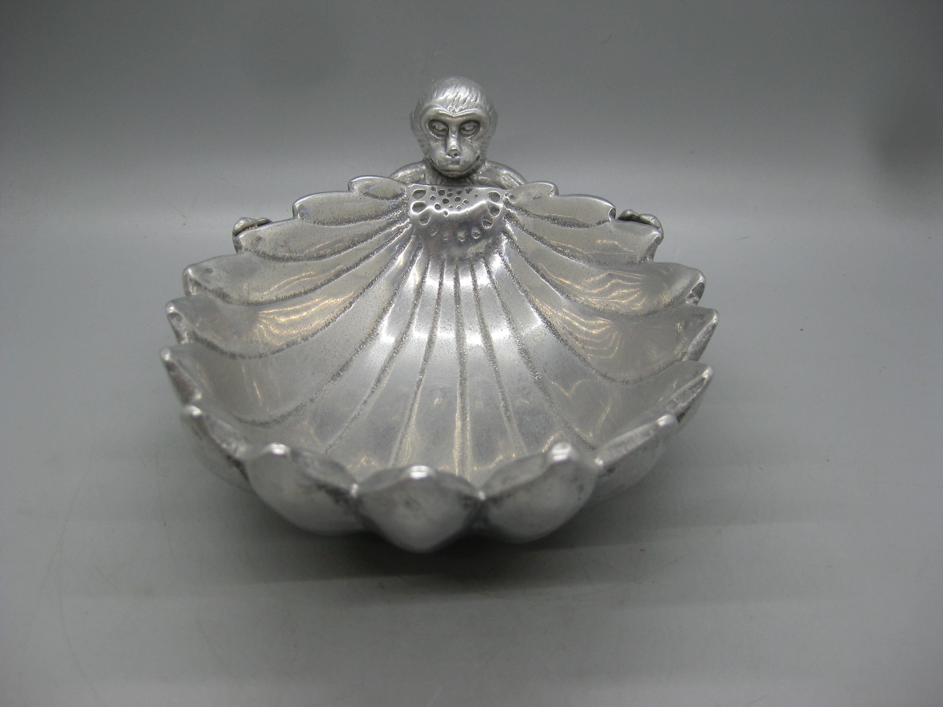 Américain Bol figuratif singe en aluminium Arthur Court Collection Safari, Vtg 2003 en vente