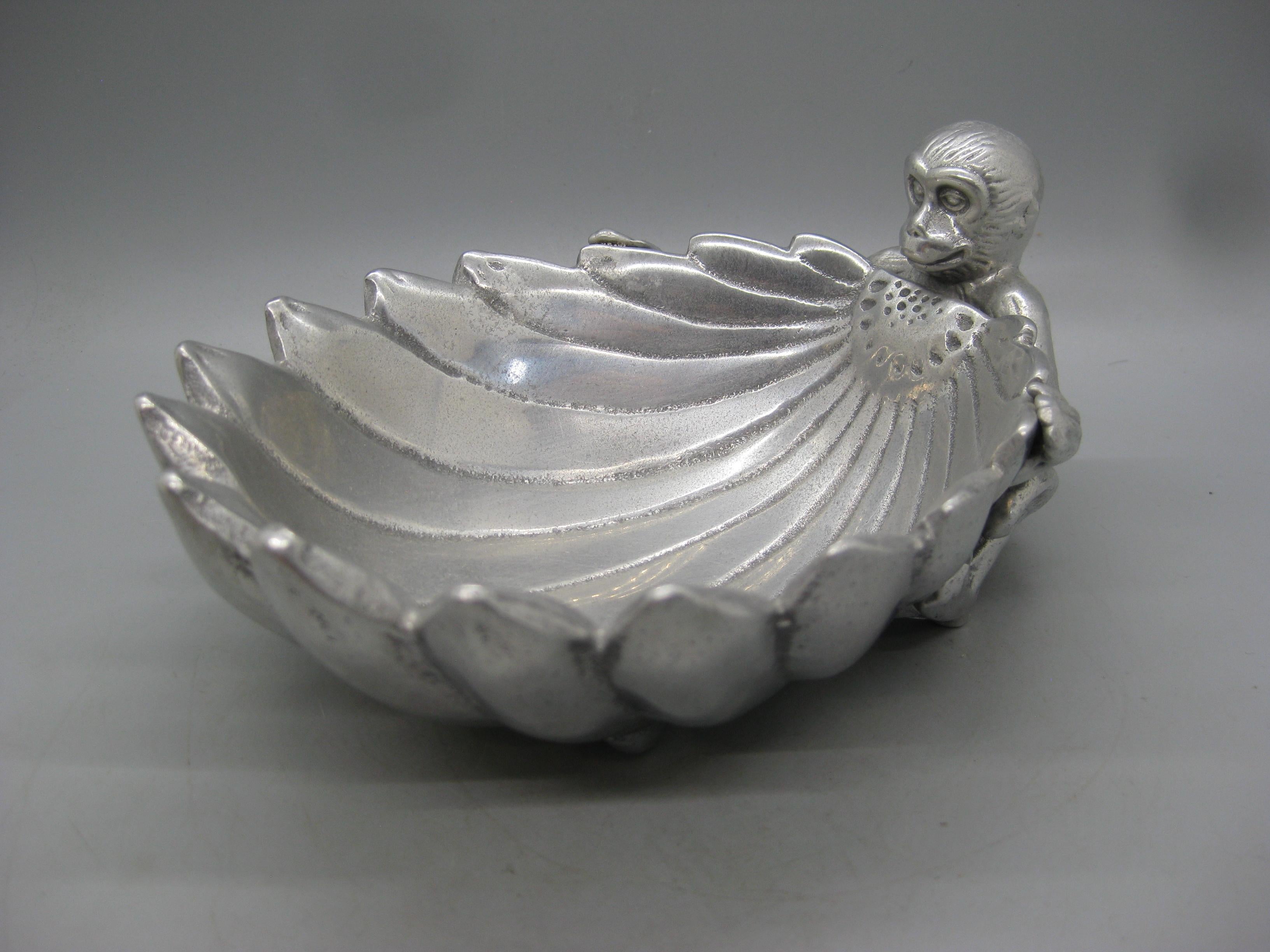 Aluminium Bol figuratif singe en aluminium Arthur Court Collection Safari, Vtg 2003 en vente
