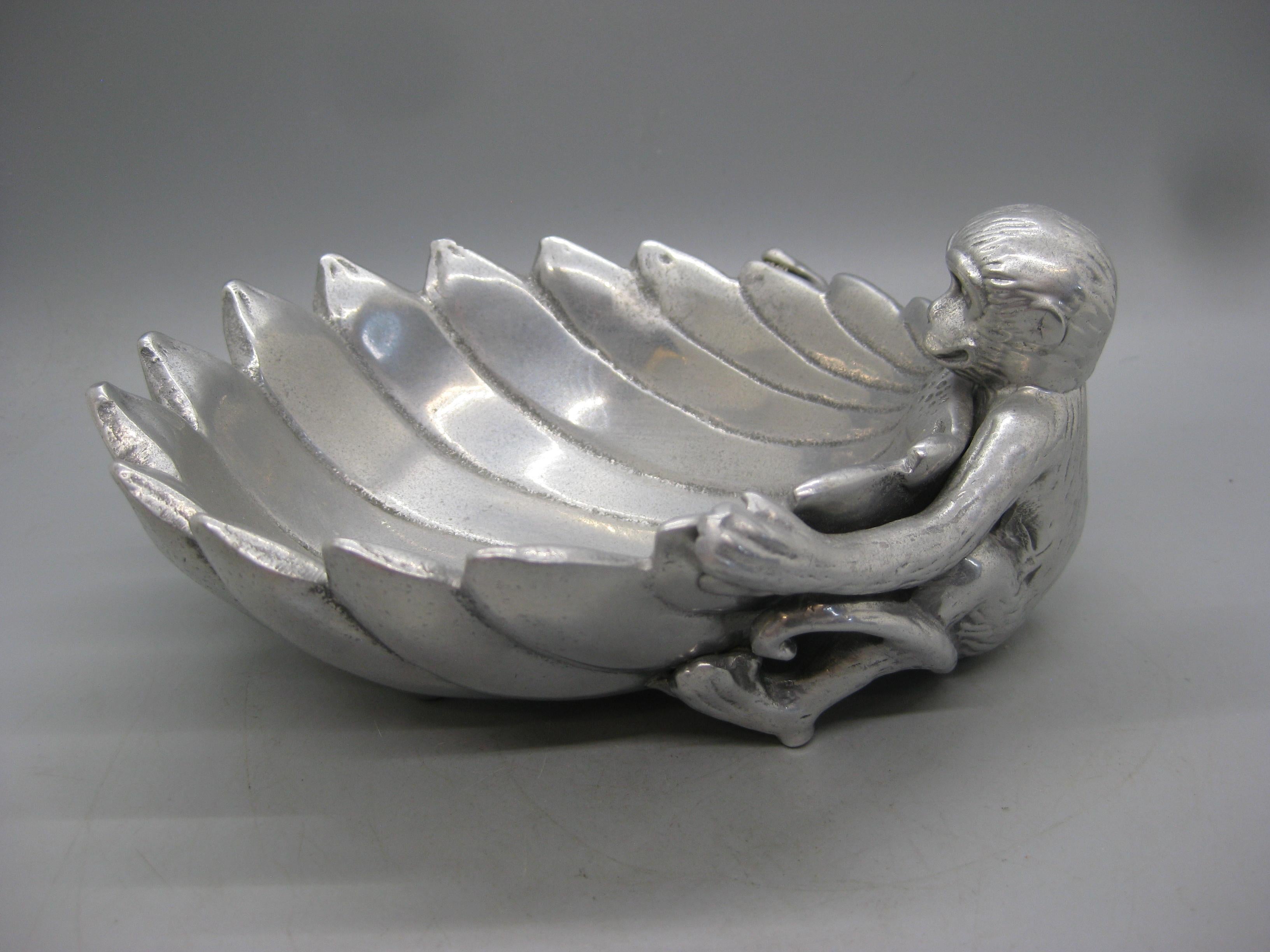 Bol figuratif singe en aluminium Arthur Court Collection Safari, Vtg 2003 en vente 1