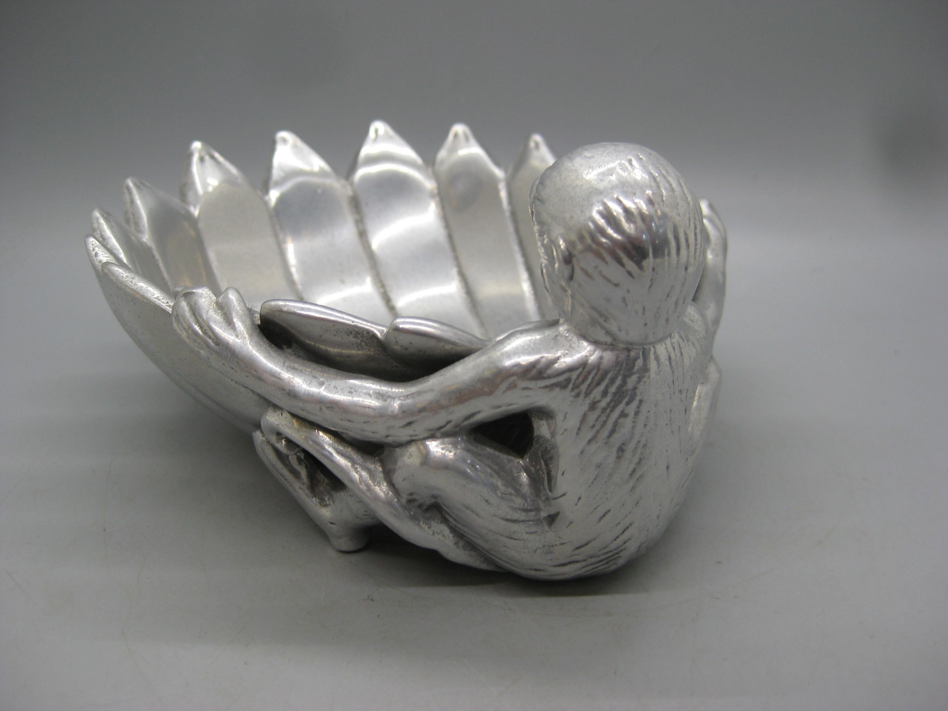 Bol figuratif singe en aluminium Arthur Court Collection Safari, Vtg 2003 en vente 2
