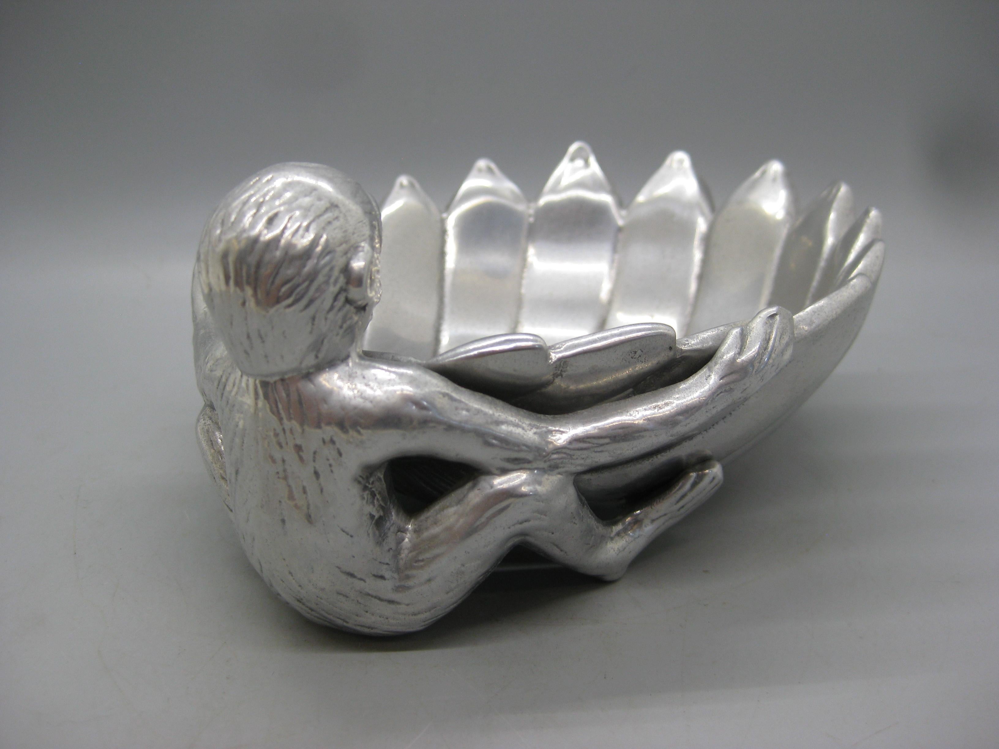 Bol figuratif singe en aluminium Arthur Court Collection Safari, Vtg 2003 en vente 3