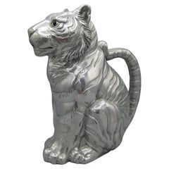 Vtg 2003 Arthur Court Aluminum Tiger Figural Pitcher Safari Collection