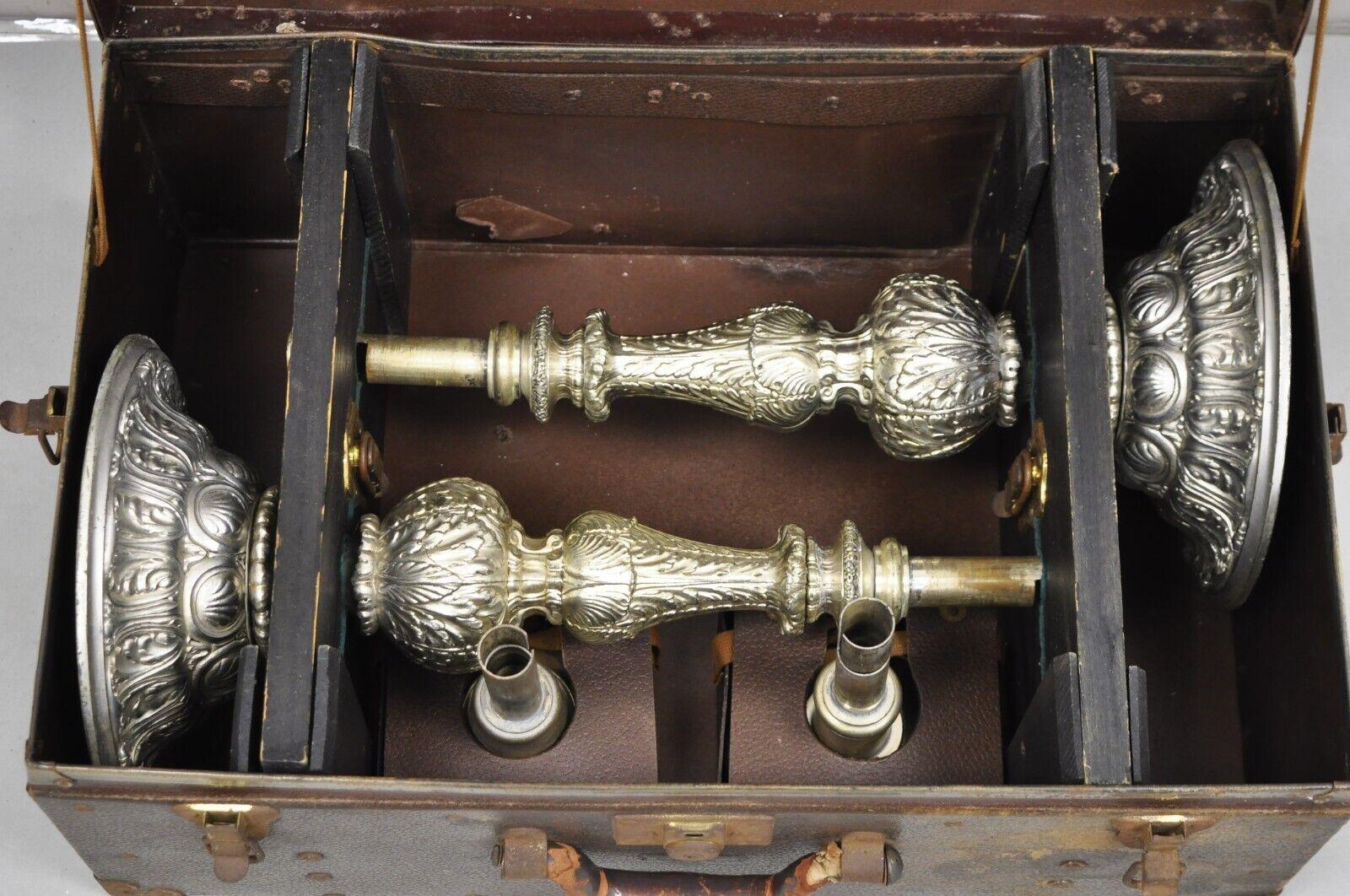 Grand bougeoir de style baroque pliable en métal argenté de 43 pouces dans sa boîte en vente 6