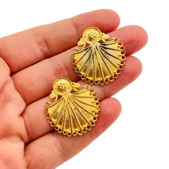 Vtg 925 sterling silver gold plated pierced designer signed earrings