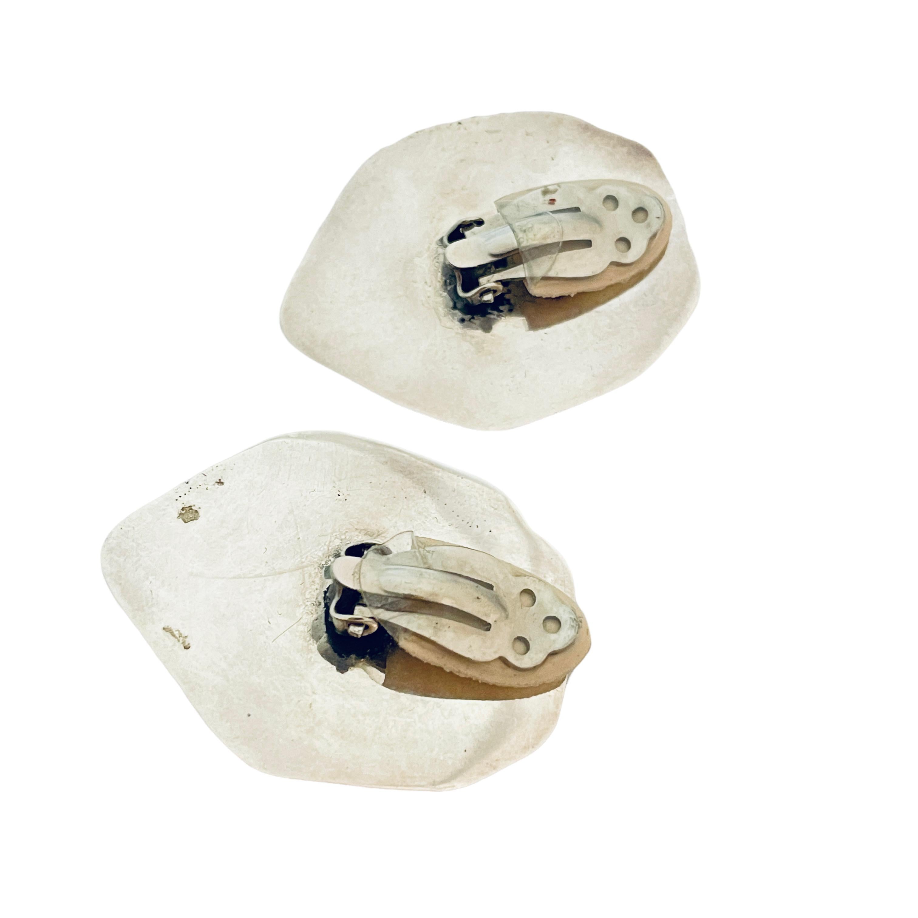 Women's or Men's Vtg 925 sterling silver lions head puffy designer signed clip on earrings For Sale