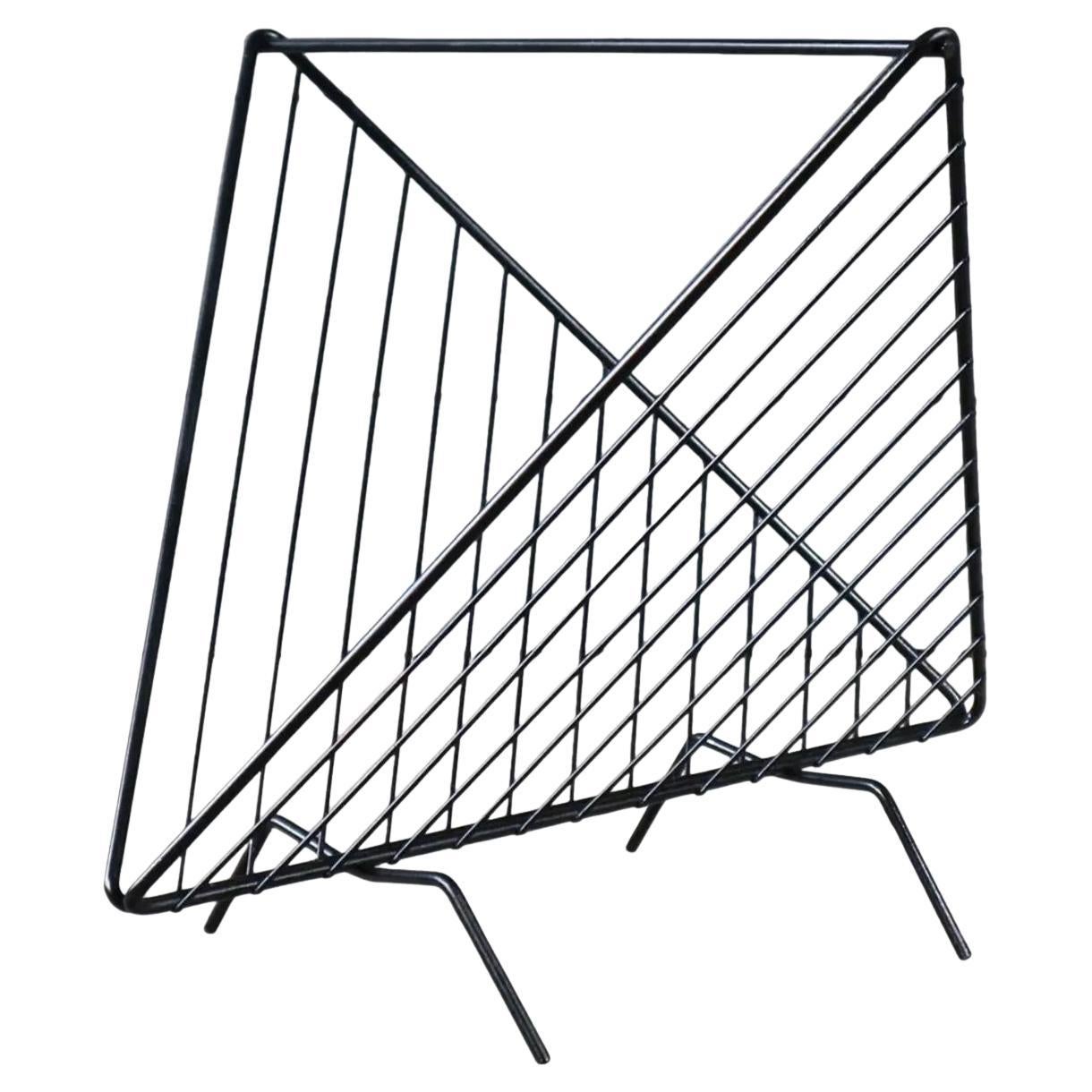 WVtg Abstract Mathieu Matégot insp Mid Century Magazine Vinyl Album Holder Rack For Sale
