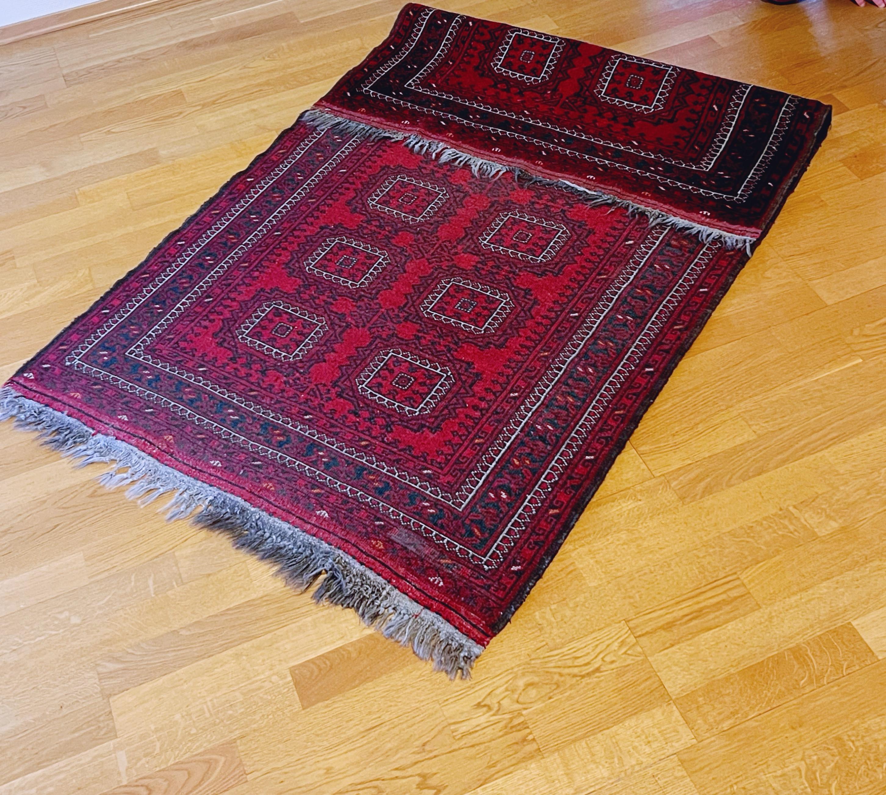 VTG Afghan / Persian Baluch / Bokhara Tapis de laine noué à la main, 195x106cm, c.1950s. en vente 7
