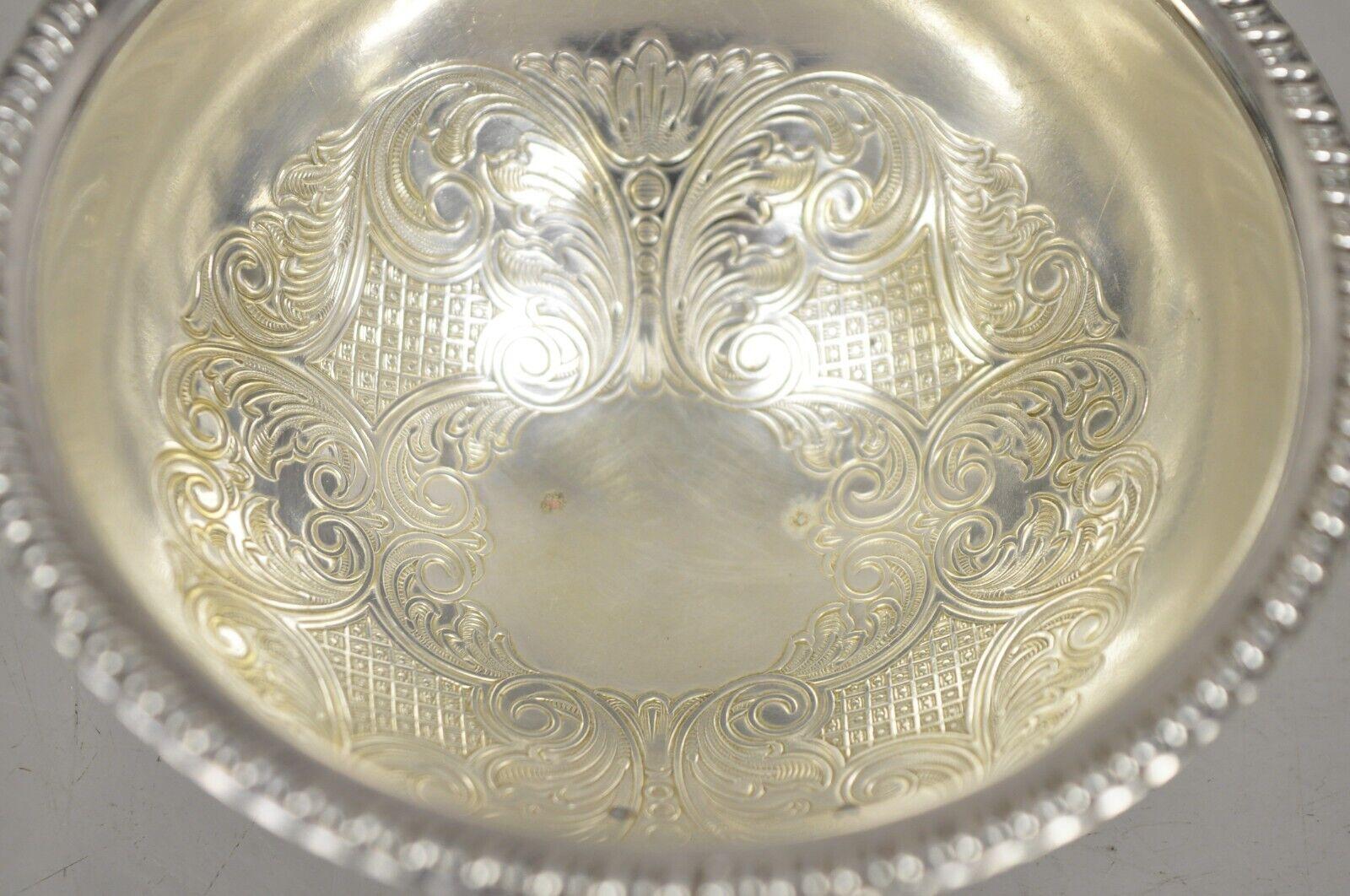 Vtg Angora English Victorian Silver Plated Style Small Round Footed Bowl a Pair For Sale 1