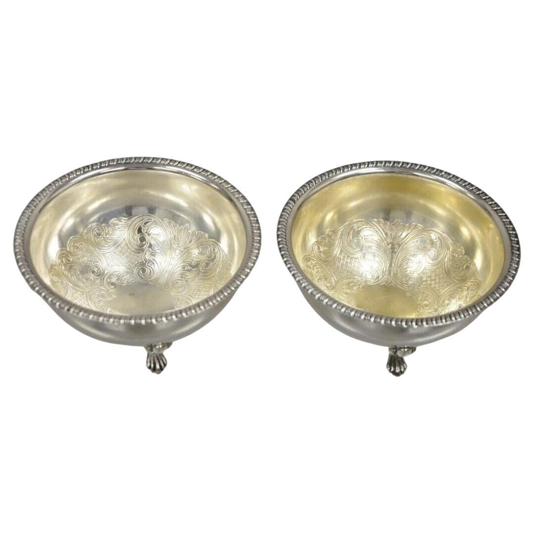 Vtg Angora English Victorian Silver Plated Style Small Round Footed Bowl a Pair For Sale