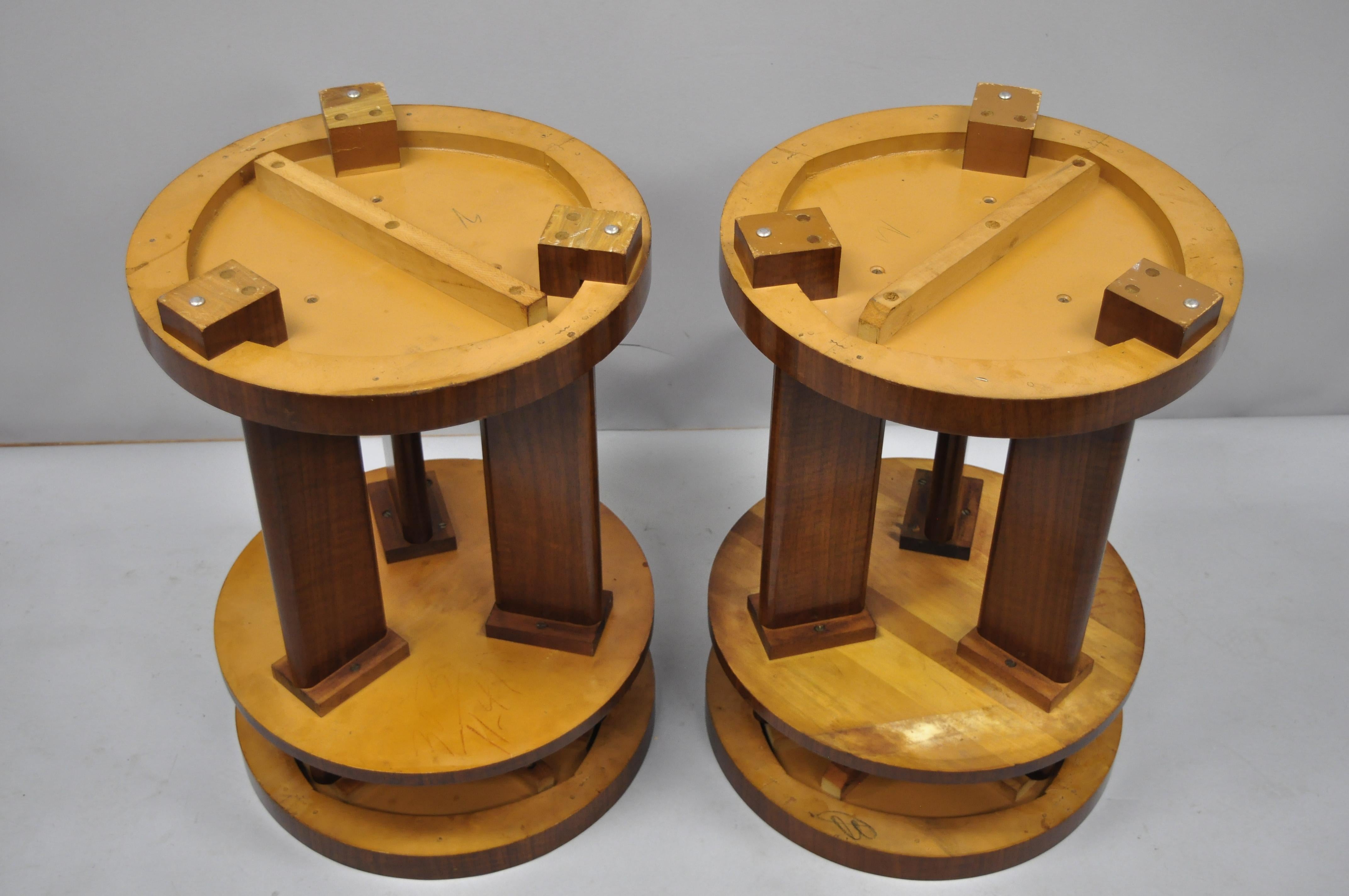 Art Deco French Round Mahogany 3-Piece Coffee End Tables after Gilbert Rohde 5