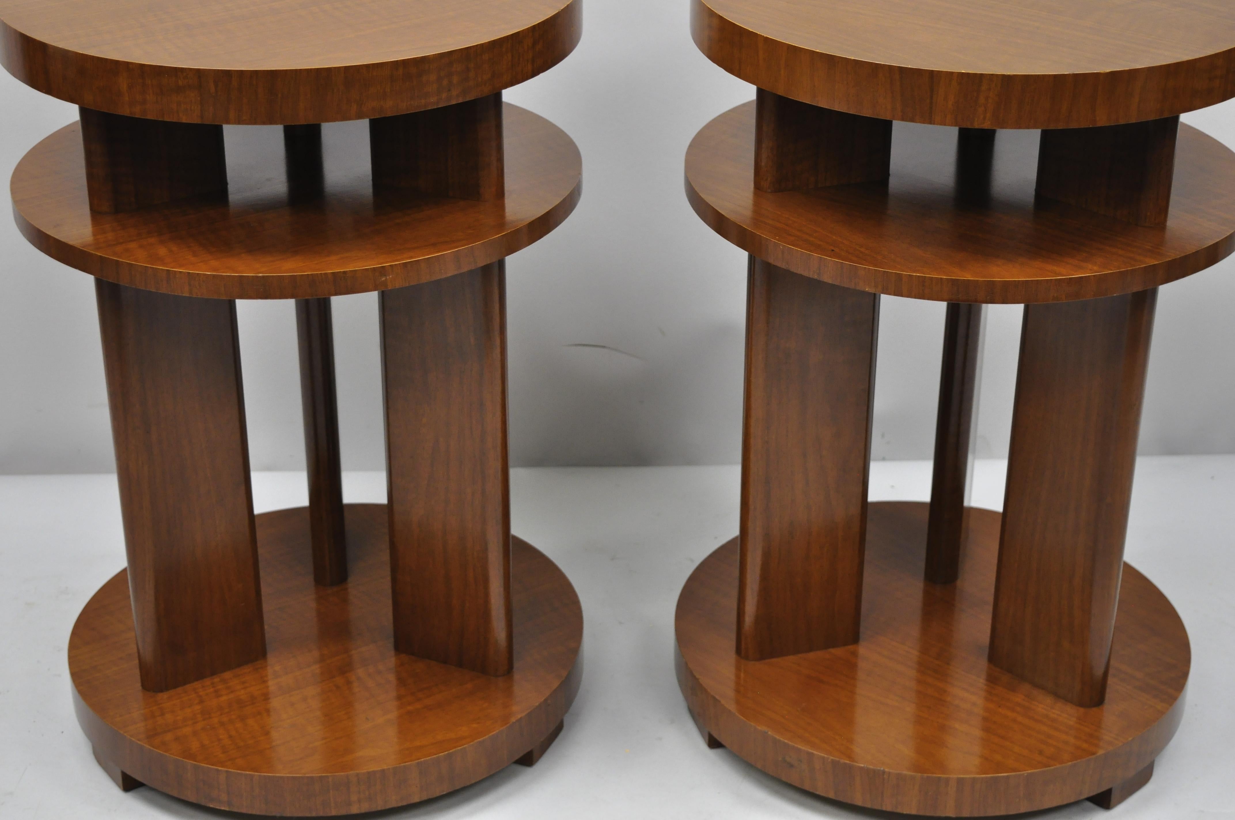 Art Deco French Round Mahogany 3-Piece Coffee End Tables after Gilbert Rohde In Good Condition In Philadelphia, PA