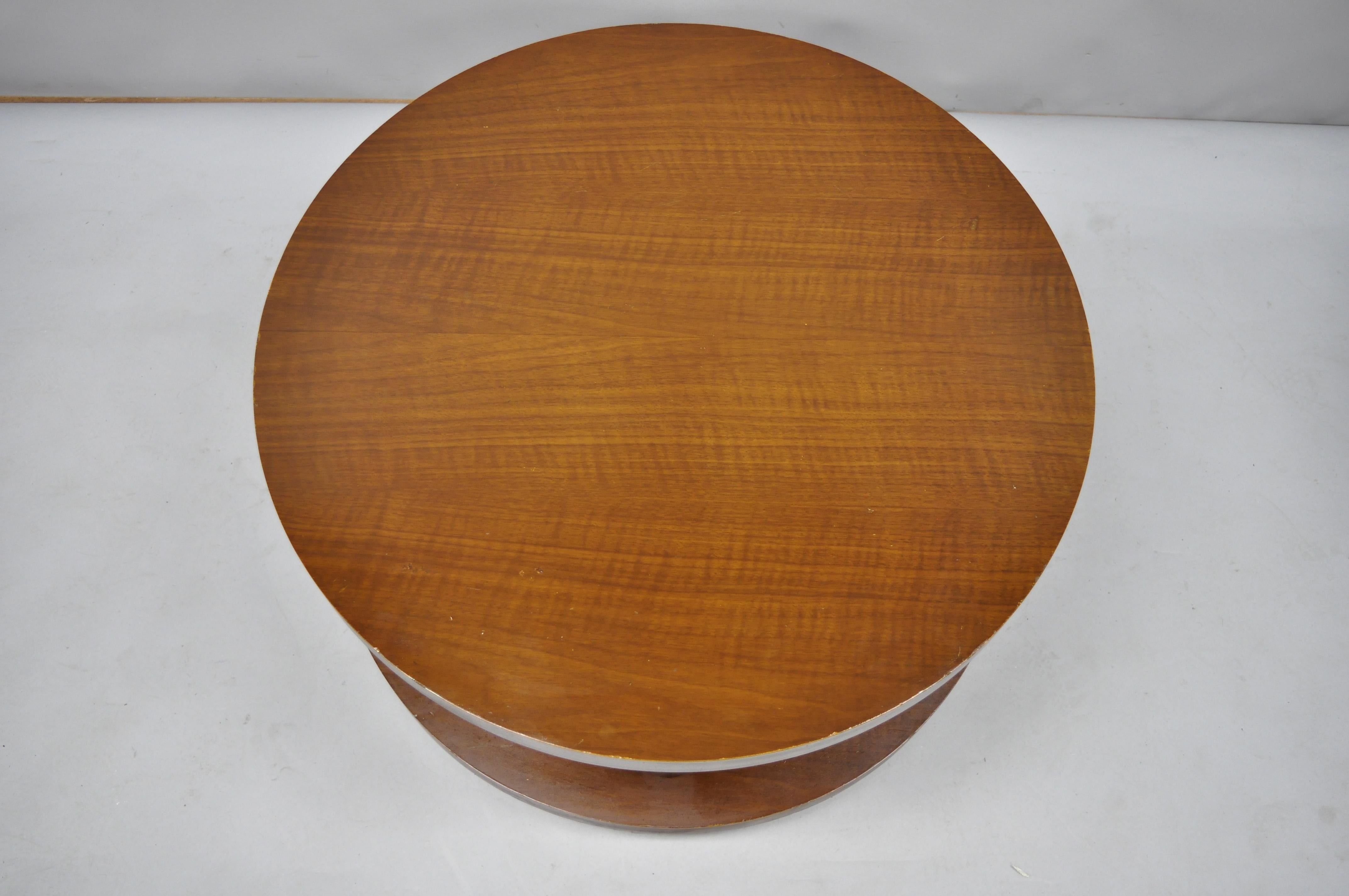 Art Deco French Round Mahogany 3-Piece Coffee End Tables after Gilbert Rohde 1