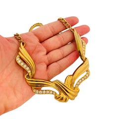 Vtg AVON gold rhinestone chain necklace designer runway