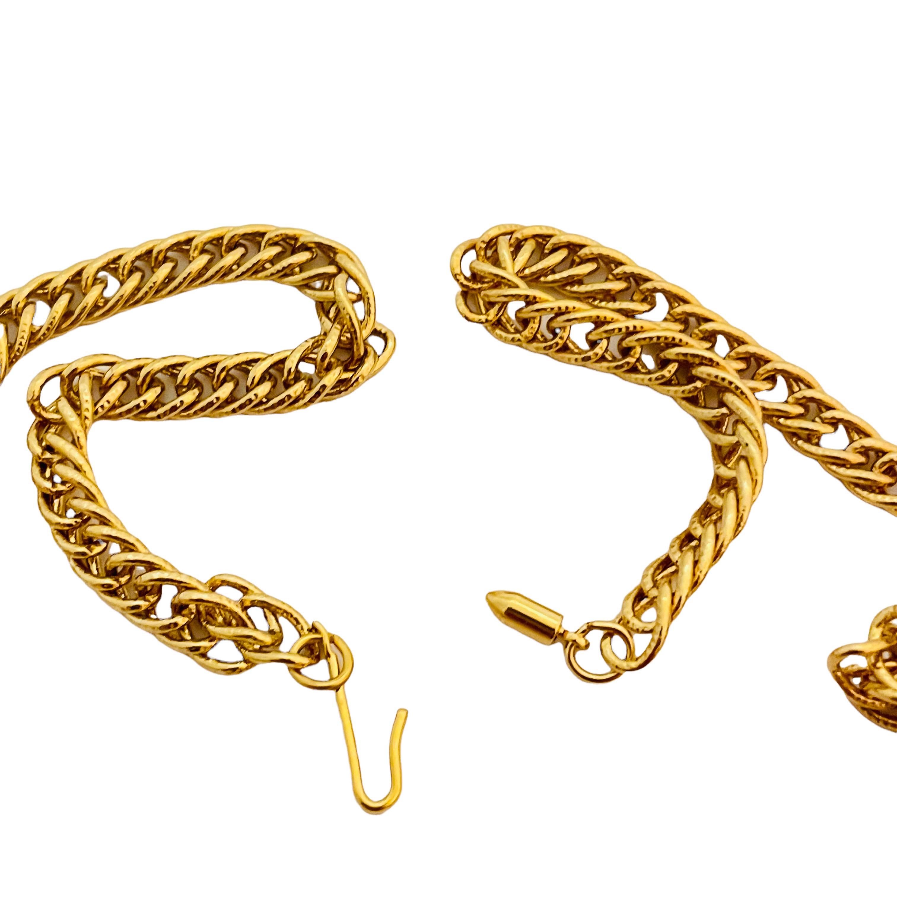 Vtg AVON Collier à chaîne en or avec strass, défilé de créateur Unisexe en vente