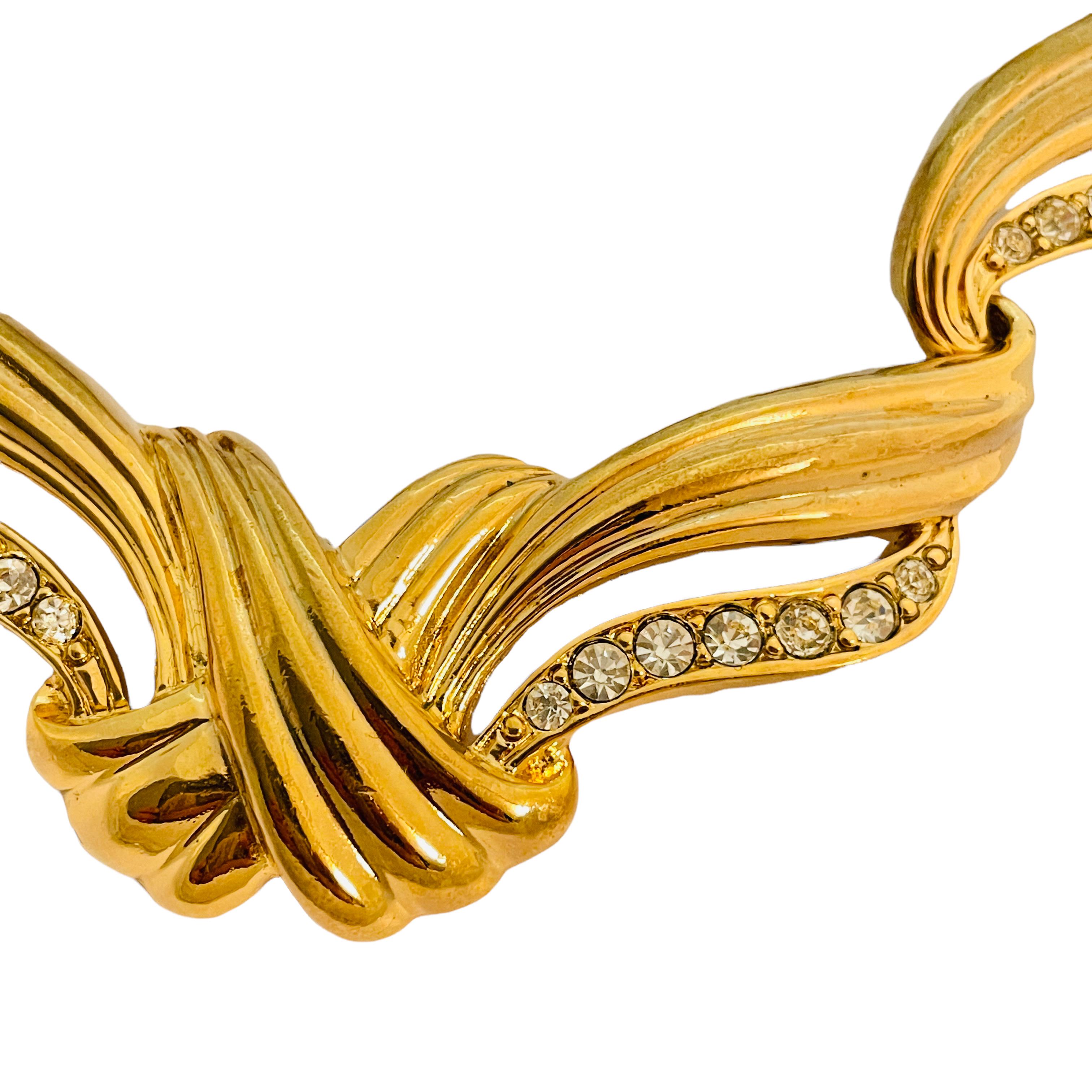 Vtg AVON Designer-Laufsteg-Halskette aus Gold mit Strasssteinen für Damen oder Herren im Angebot