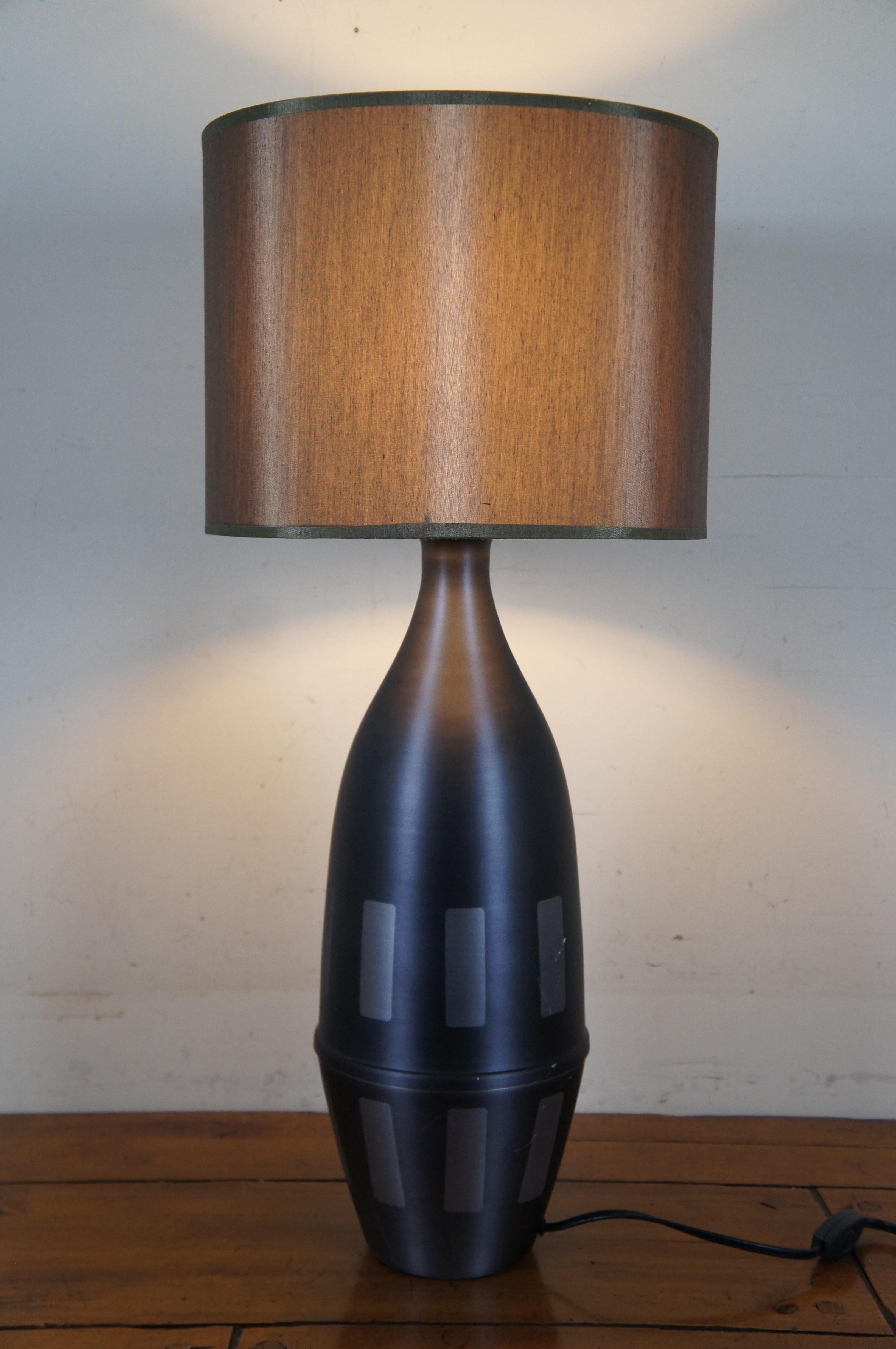 Vtg Babette Holland Spun Metal Juggler Lamp Graphite Gray Geometric For Sale 5