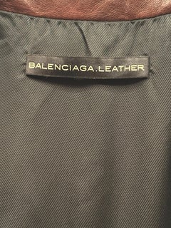 VTG Balenciaga '09 Brown Leather Moto Biker Jacket FR 38 XS Asymmetrical Zip