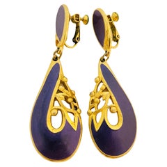 Vtg BEREBI Gold-Emaille-Ohrclips mit Designer-Laufsteg