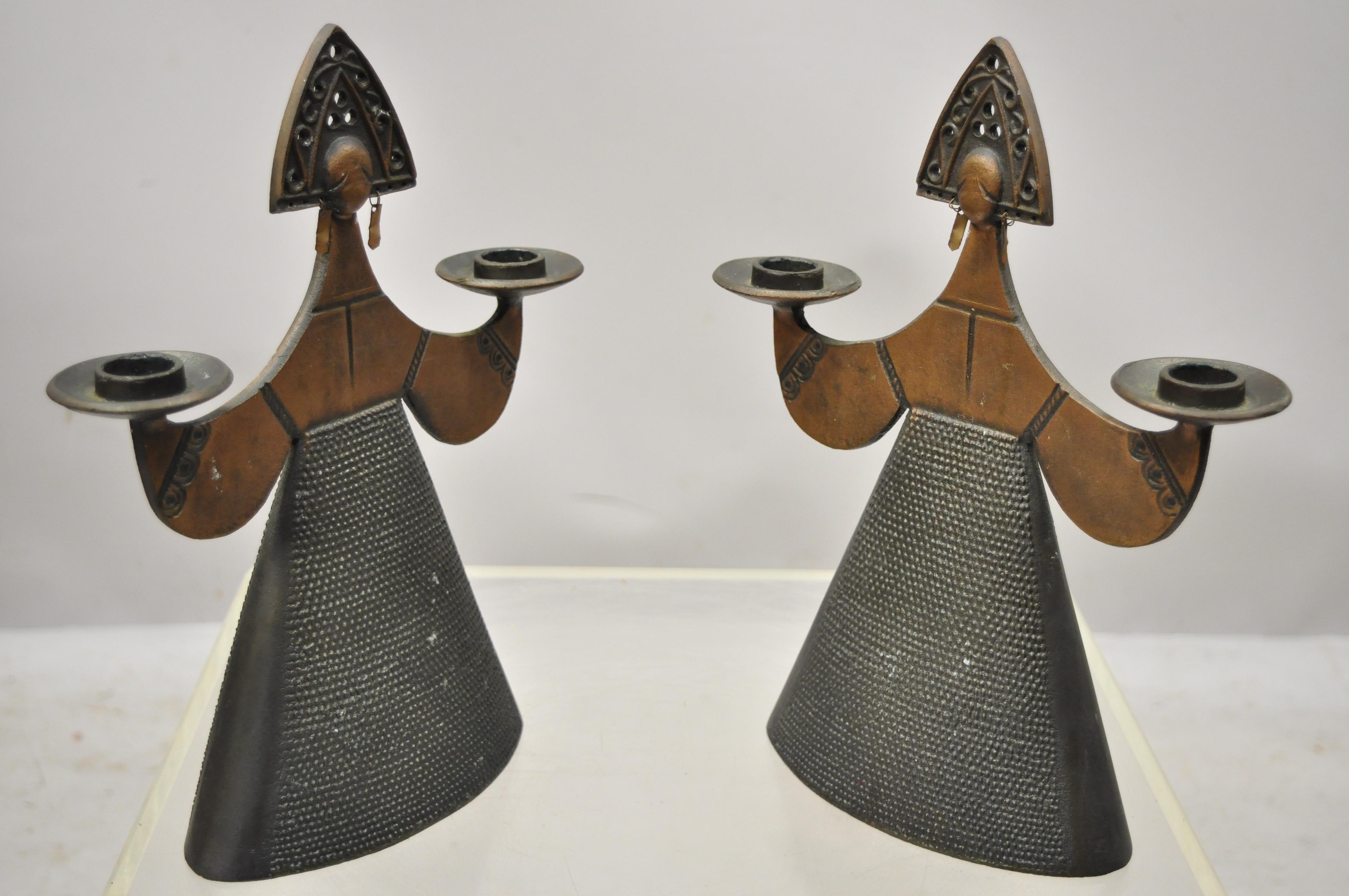 Bjorn Wiinblad Style Figural Lady Dress Candlestick Candleholders, a Pair For Sale 1
