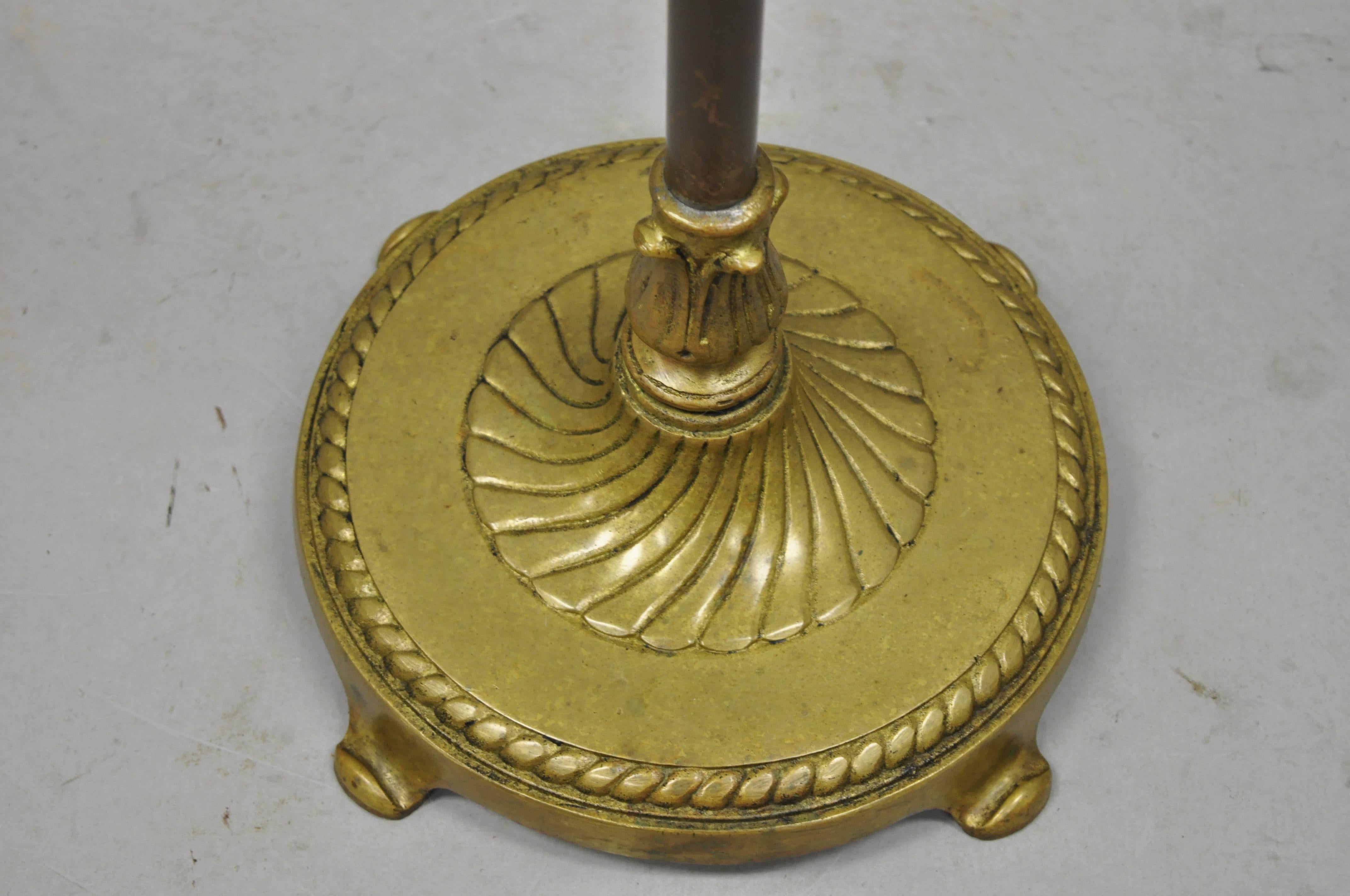 20th Century Vtg Brass Empire Cannonball Finial Adjustable Clothing Valet Suit Hanger Stand