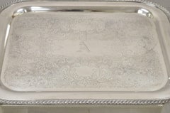 Vtg Burche Victorian Style Silver Plated Twin Handle Heavy Serving Platter Tray