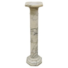 Vtg Carved Marble Neoclassical Classical Style Column Pedestal Plant Stand