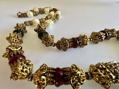 Vtg Chanel Ornate Renaissance Pearl and Simulated Gemstone Statement Necklace