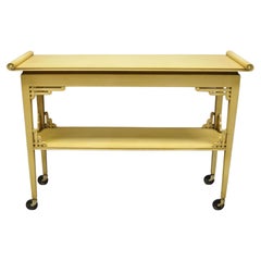 Vtg Chinoiserie Bone Lacquer Oriental James Mont Style Console Hall Table