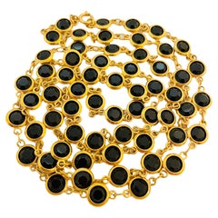 Vtg CIRO gold bezel crystal link necklace designer runway