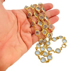 Vtg CIRO gold blue bezel crystal link necklace designer runway