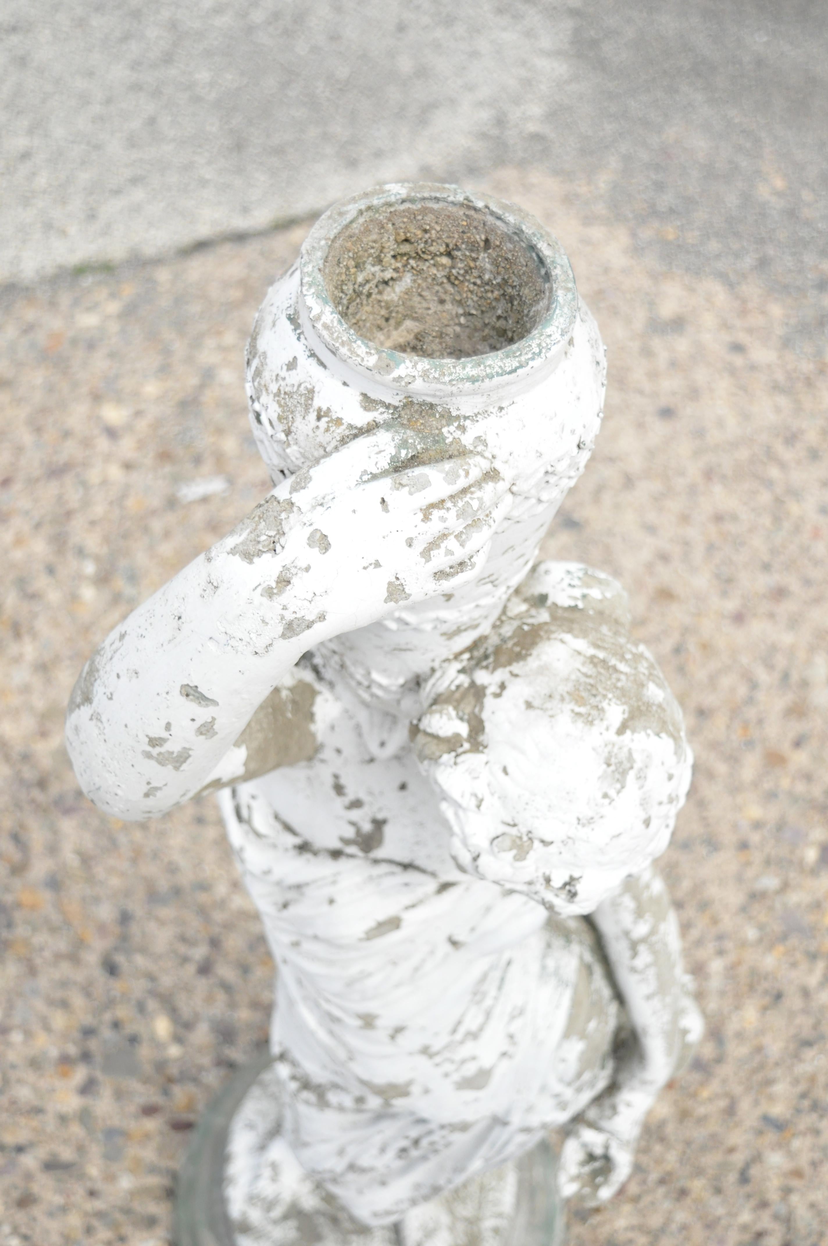 Vtg Concrete Figural Italian Classical Woman Statue Garden Water Fountain 1