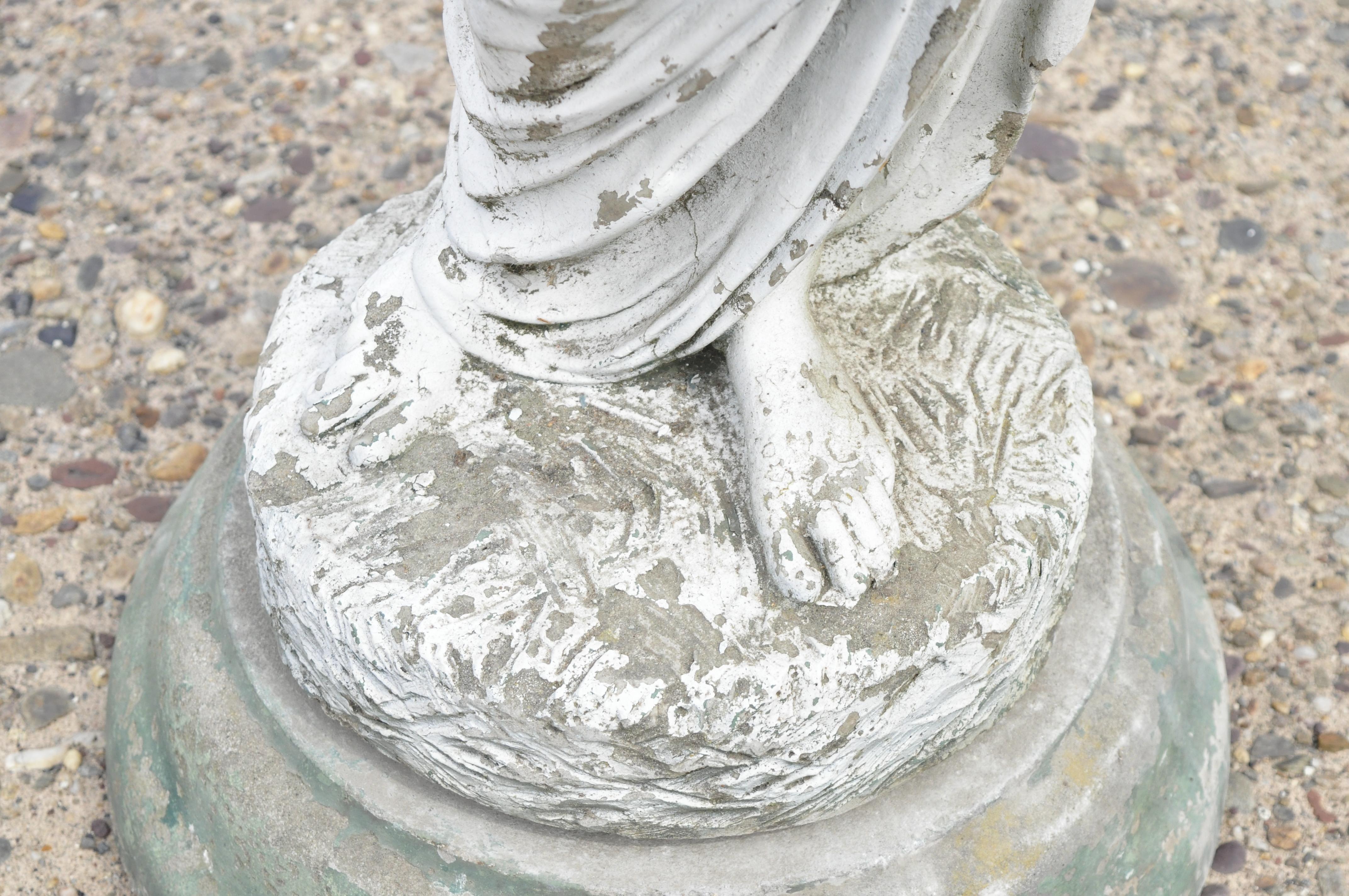 American Classical Vtg Concrete Figural Italian Classical Woman Statue Garden Water Fountain