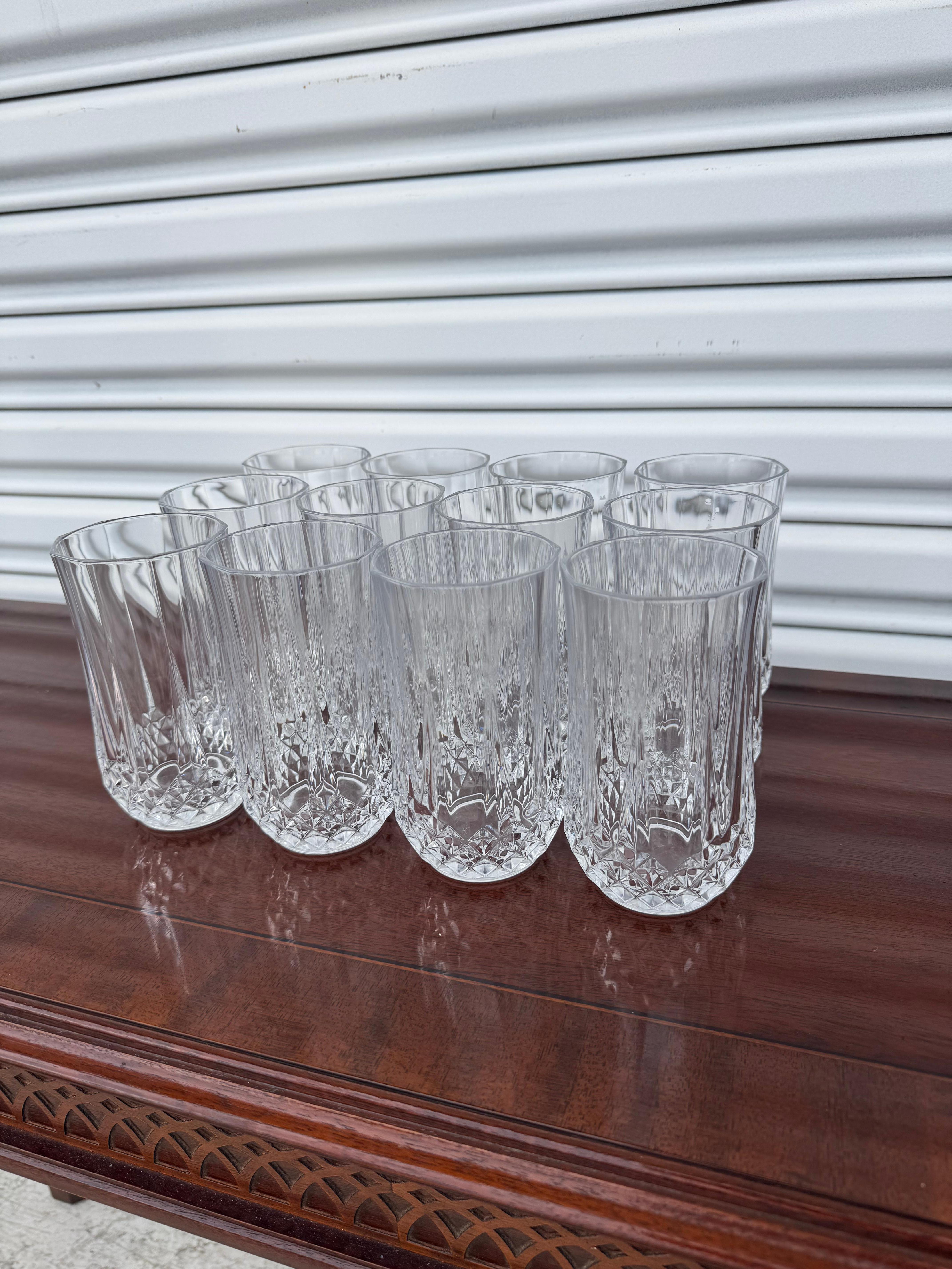 Vtg Crystal D'Arques Durand Long Champ 10oz Water Glass Tumbler In condizioni buone in vendita a Pasadena, TX