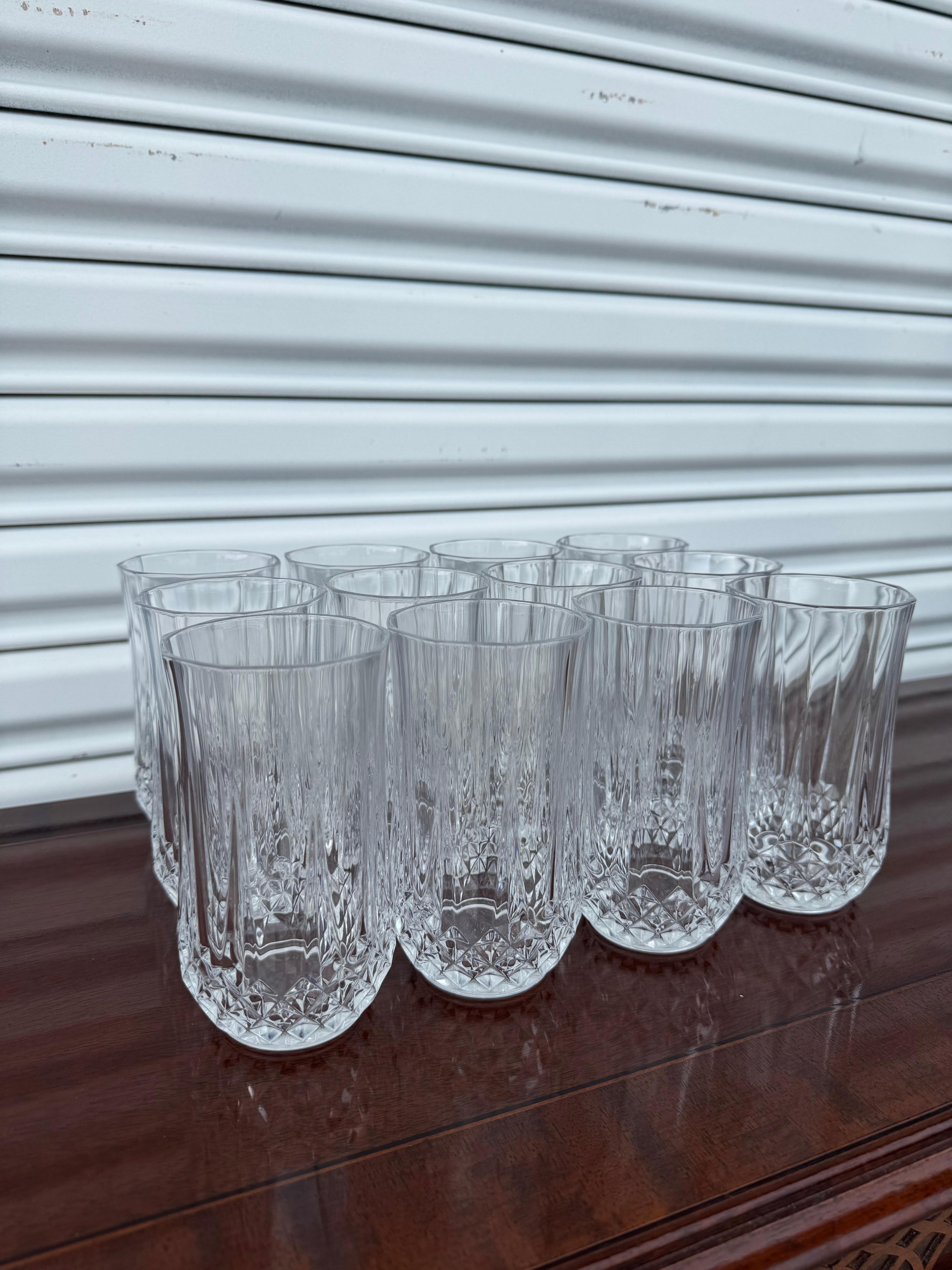 XX secolo Vtg Crystal D'Arques Durand Long Champ 10oz Water Glass Tumbler in vendita