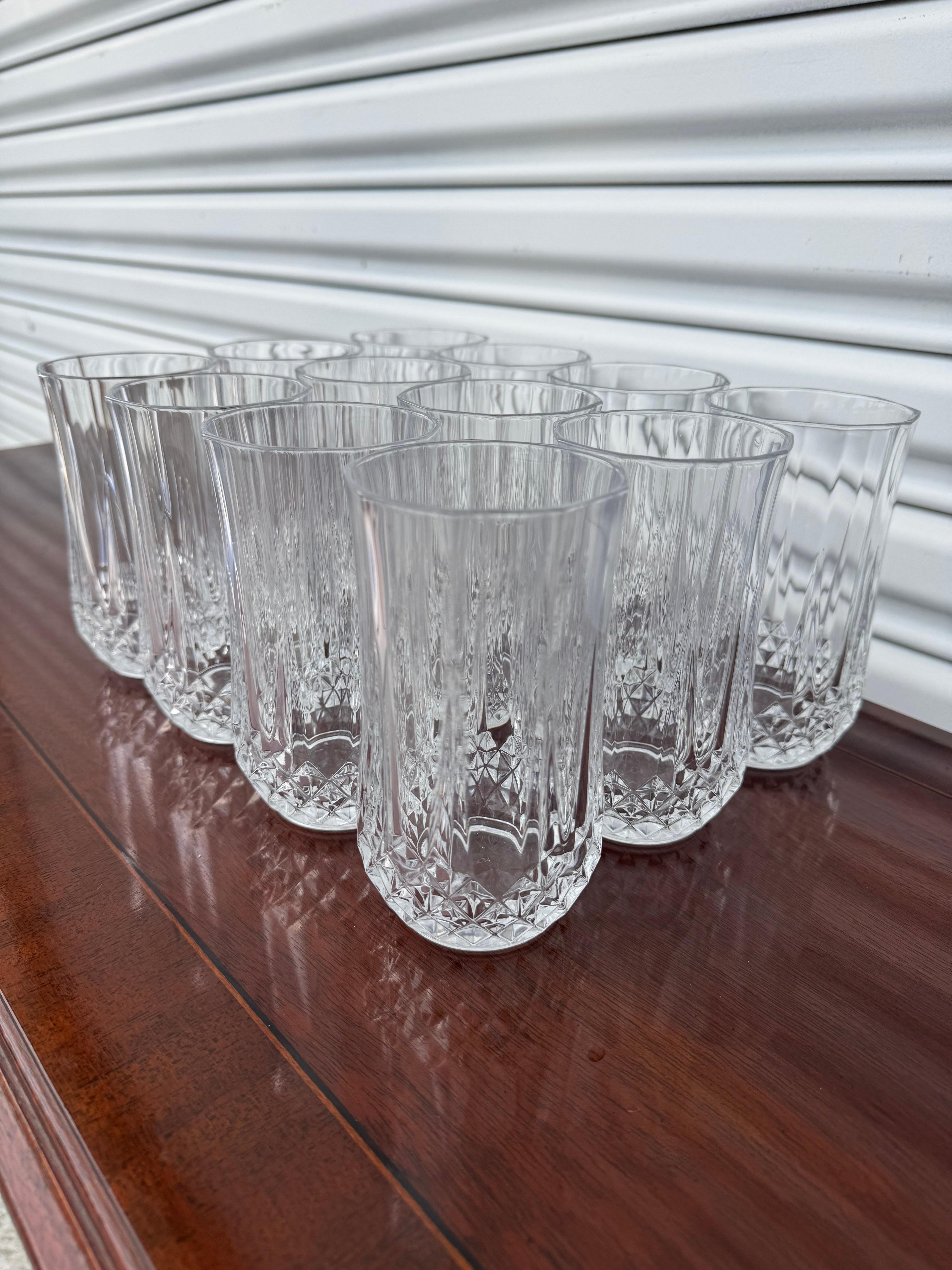 Vetro Vtg Crystal D'Arques Durand Long Champ 10oz Water Glass Tumbler in vendita