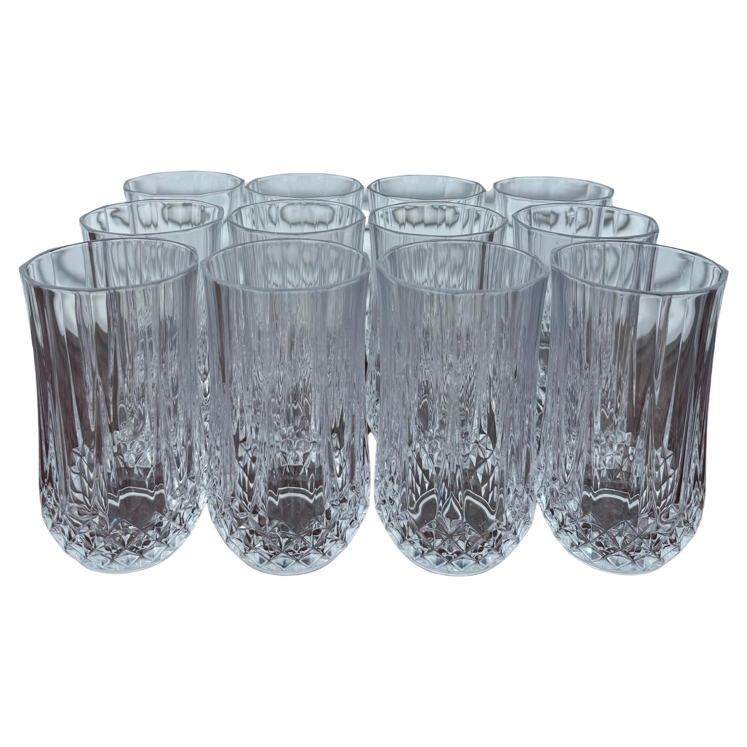 Vtg Crystal D'Arques Durand Long Champ 10oz Water Glass Tumbler in vendita