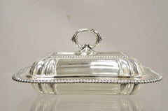 Vtg English Regency Style Silver Plated Lidded Vegetable Serving Platter Dish (Plat à légumes avec couvercle)