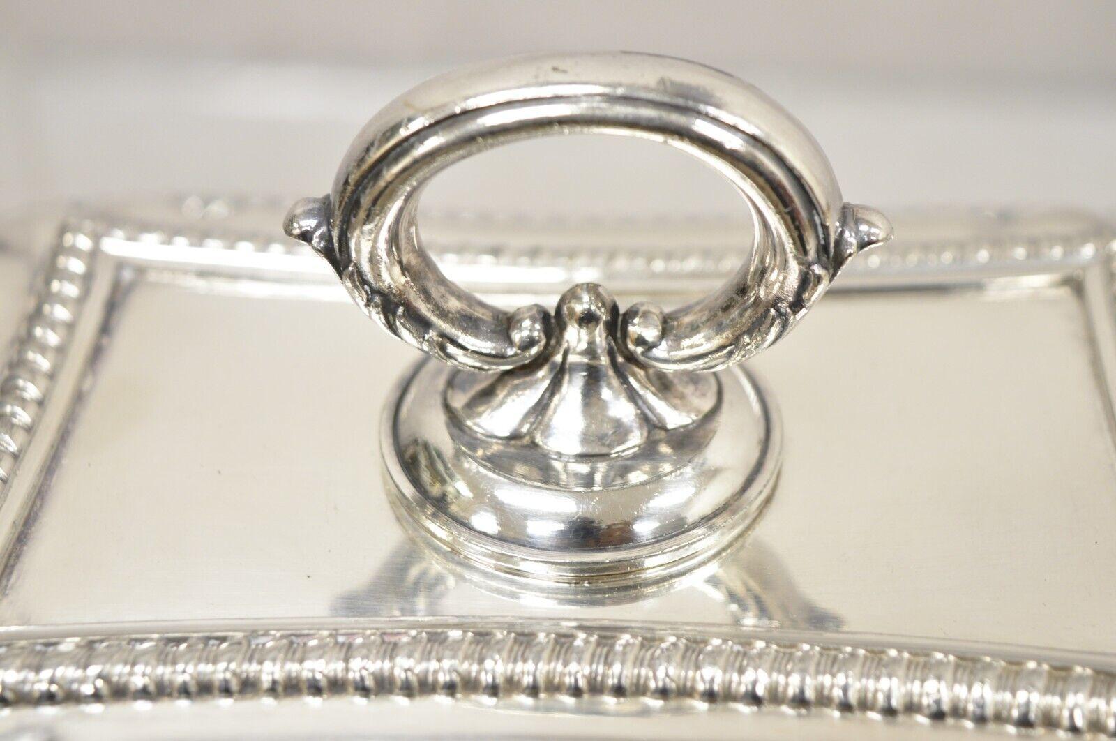 20th Century Vtg English Regency Style Silver Plated Lidded Vegetable Serving Platter Dish For Sale