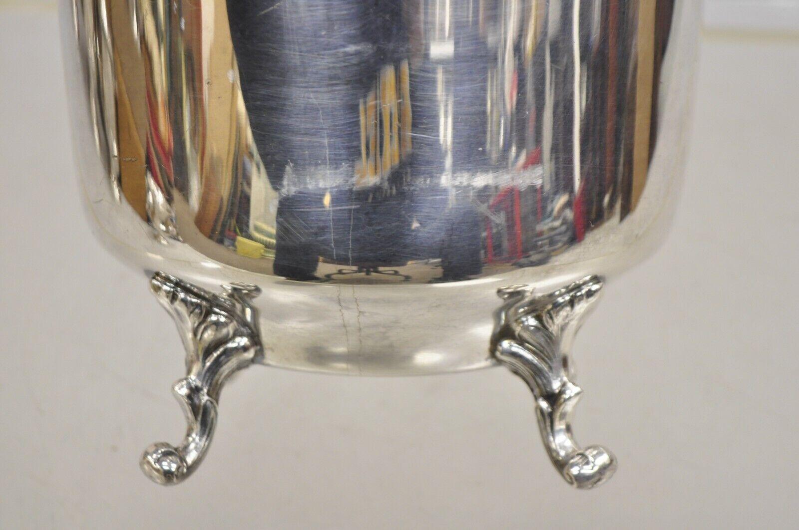 Vtg English Sheffield Silver Plated Reticulated Hinged Handle Lidded Ice Bucket For Sale 4