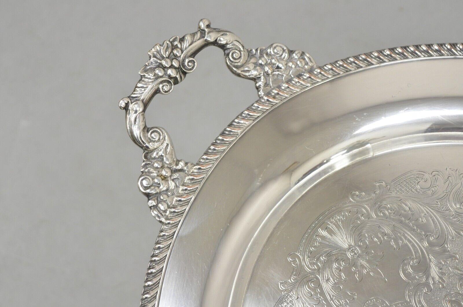 Vtg English Victorian Large Oval Silver Plated Serving Platter Tray by Victoria For Sale 1