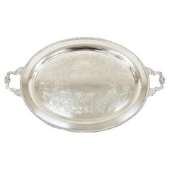 Bandeja ovalada inglesa victoriana plateada de Victoria