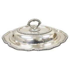 Antique Vtg English Victorian Silver Plated Oval Lidded Vegetable Serving Platter Dish