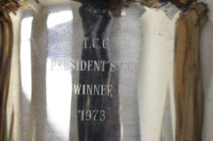 Vtg Cubitera de champán bañada en plata grabada "TCC Presidents Cup Winner 1973