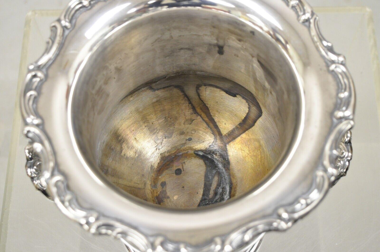 Secchiello da ghiaccio per champagne placcato in argento con incisione 