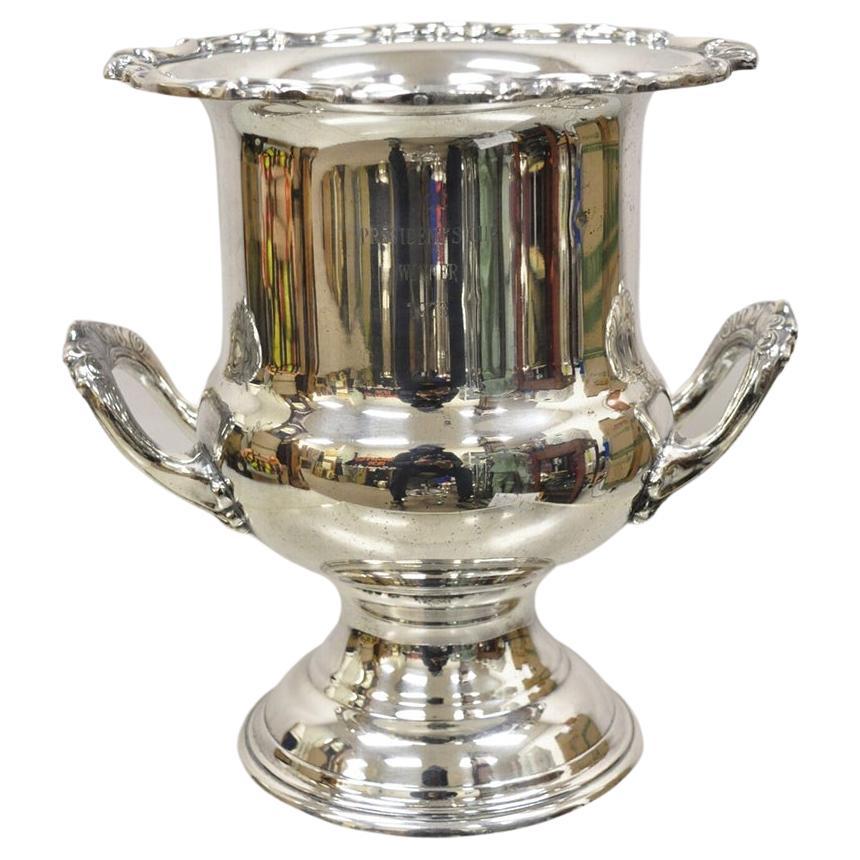 Vtg Engraved "TCC Presidents Cup Winner 1973" Silver Plated Champagne Ice Bucket For Sale